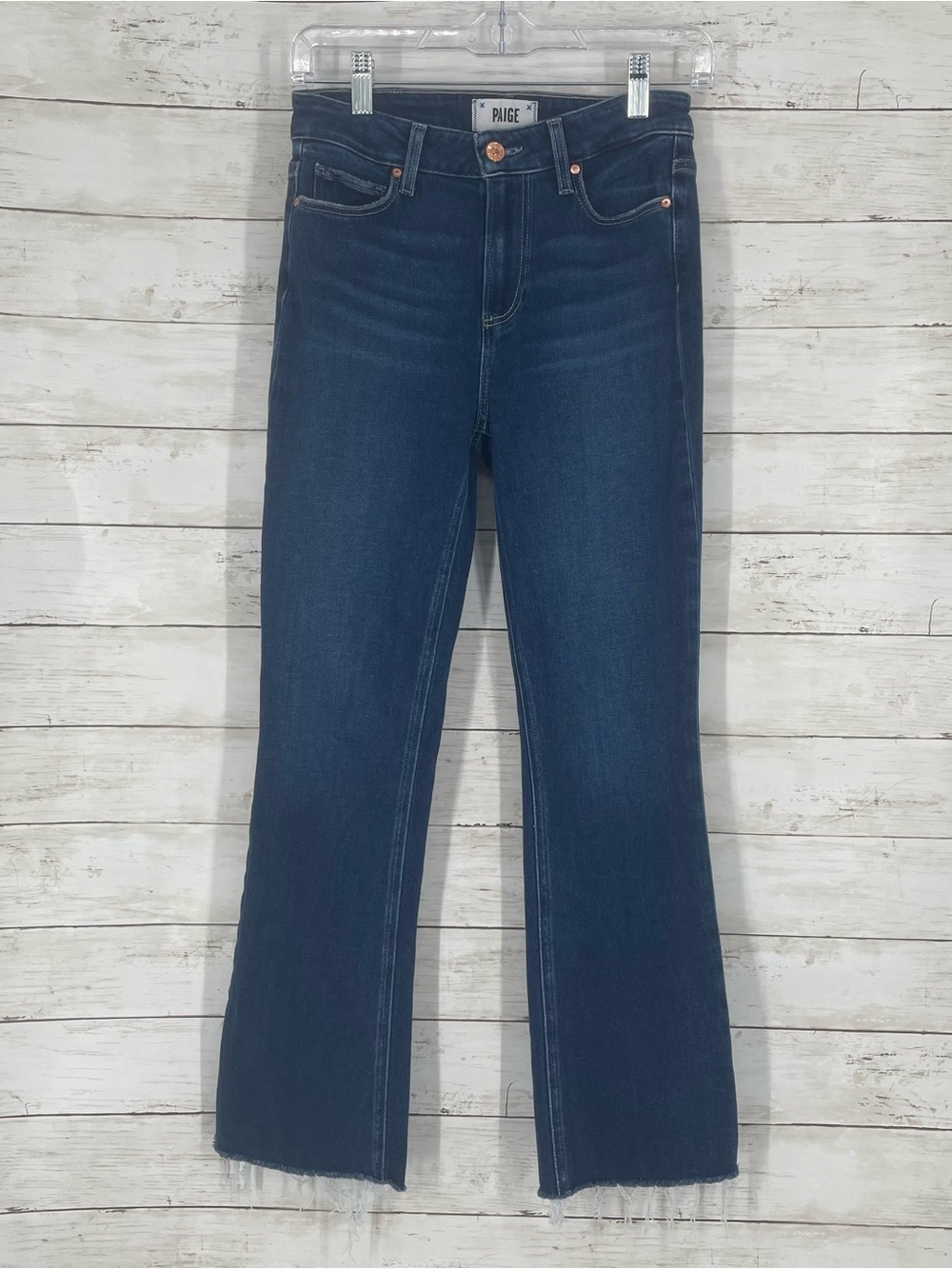 PAIGE Claudine Raw Hem High Rise Jeans Size 26 Dark Wash Casual